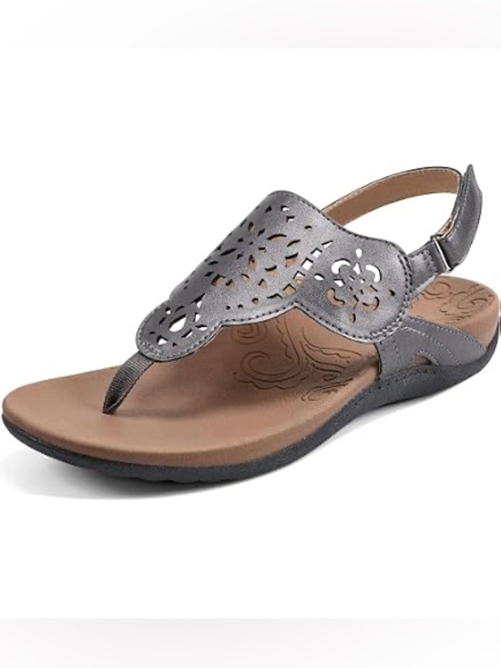 Rockport Shoes - Rockport Black Cutout Velcro Slingback Thong Sandals (9.5)